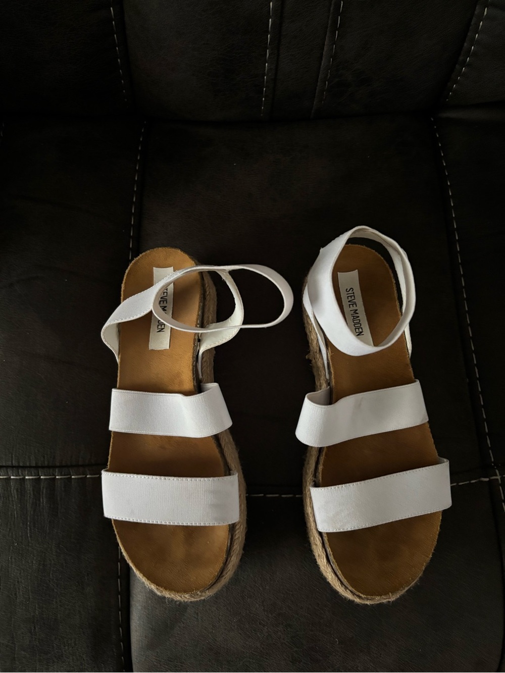 Steve Madden White Strap Espadrille Platform Sandals